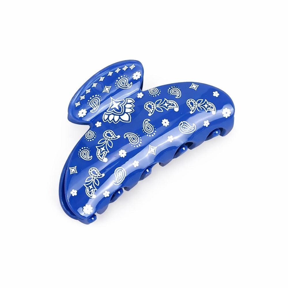 Paisley Print Hair Clip - Blue